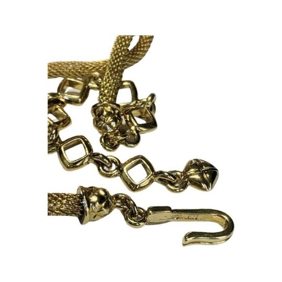 VTG Liz Claiborne White Square Pendant Snake Chain Necklace 21” Gold Grannycore - Picture 14 of 16